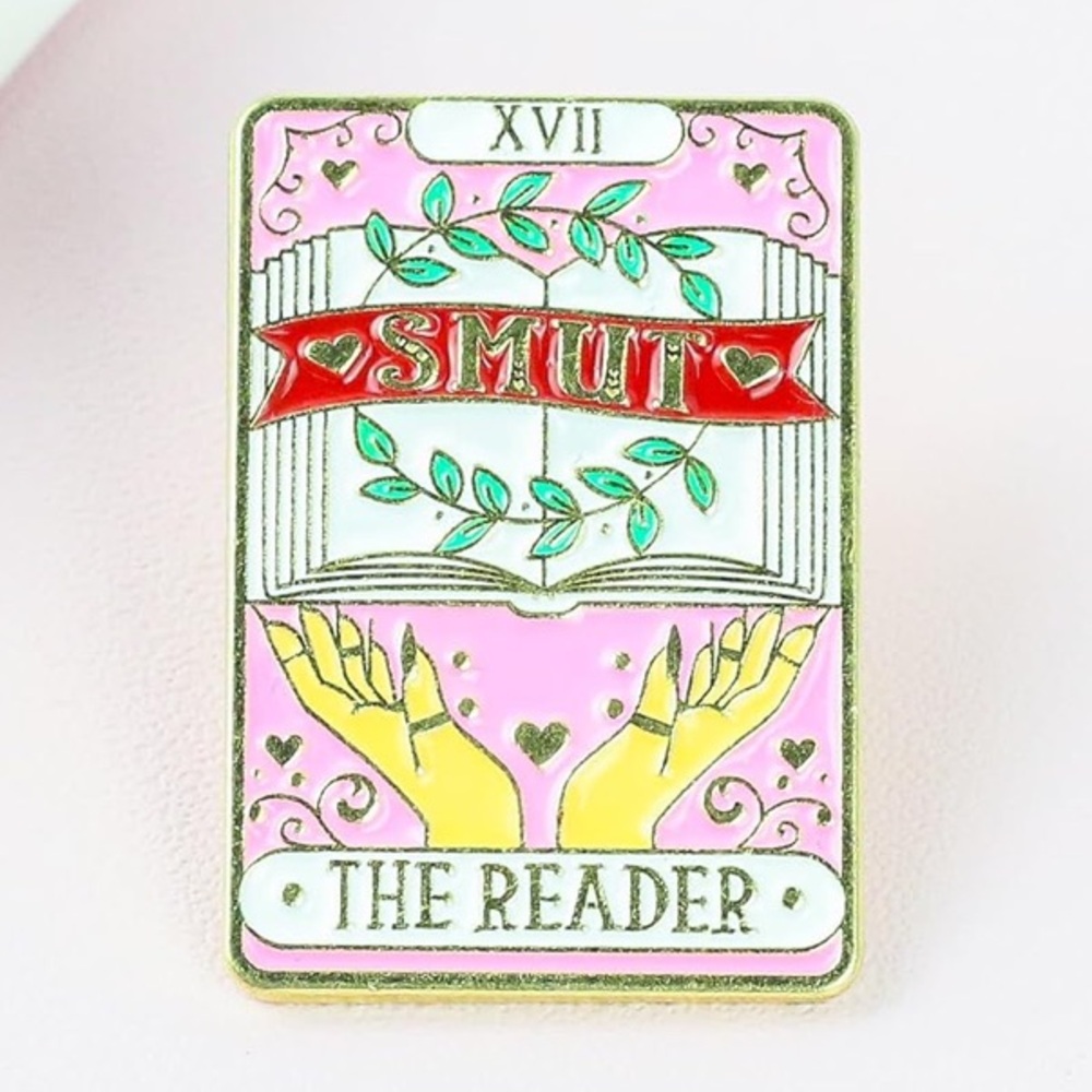 NEW Enamel Pin Smut/ The Reader Tarot Card Literature Reading Cute Pink Gold